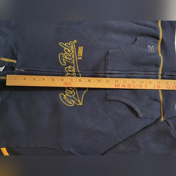 🐝 VINTAGE GEORGIA TECH YELLOW JACKETS NAVY FLEECE FITTED JACKET LARGE - Picture 6 of 6